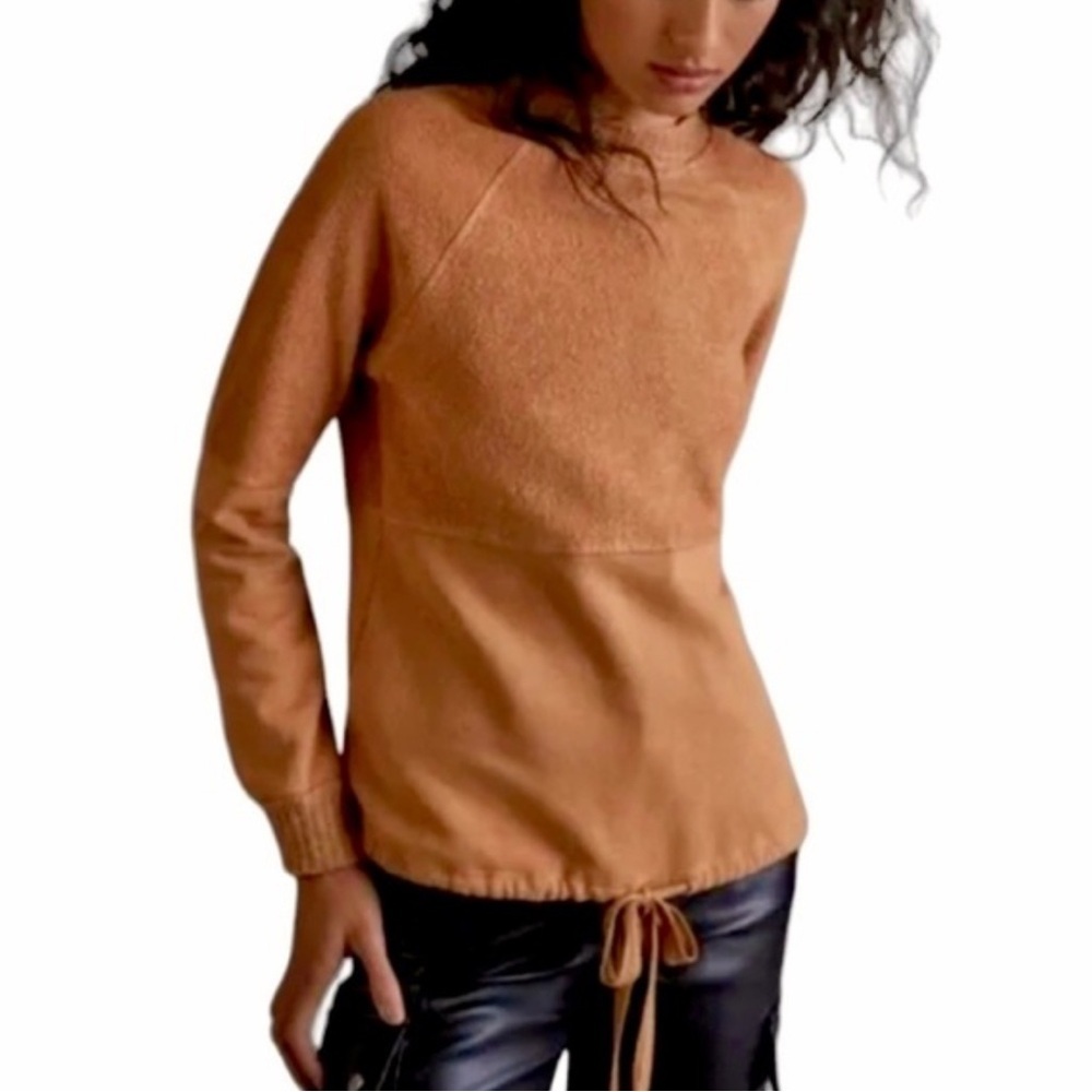 Amadi cinnamon brown terry knit pullover boho cozy sweatshirt
